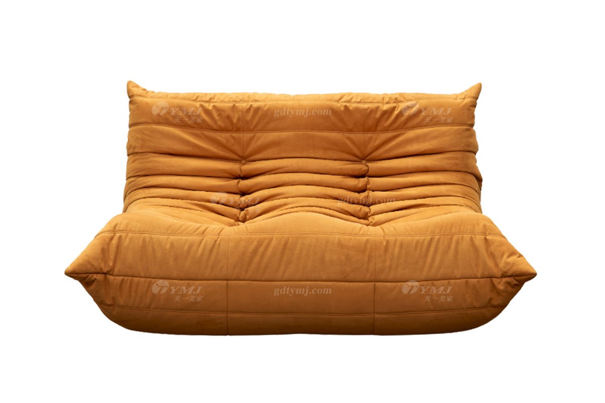 極簡風格家具高端別墅會所大宅簡約環保布藝橙色懶人毛毛蟲沙發