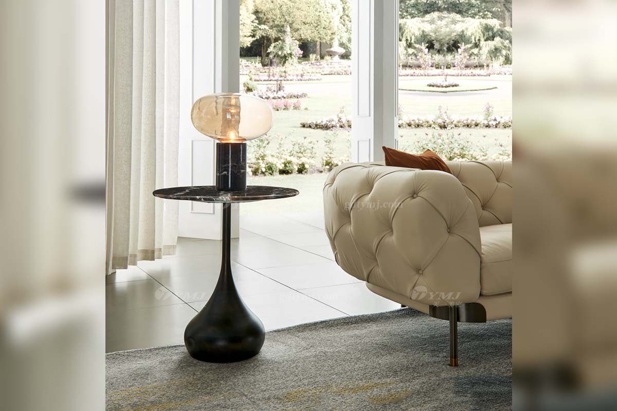 極簡風格家具高端別墅會所大宅時尚不銹鋼+大理石角幾WD615角幾