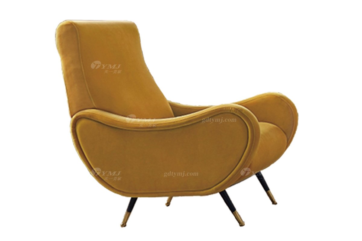 極簡風格家具高端別墅會所大宅時尚創意橙色布藝休閑椅