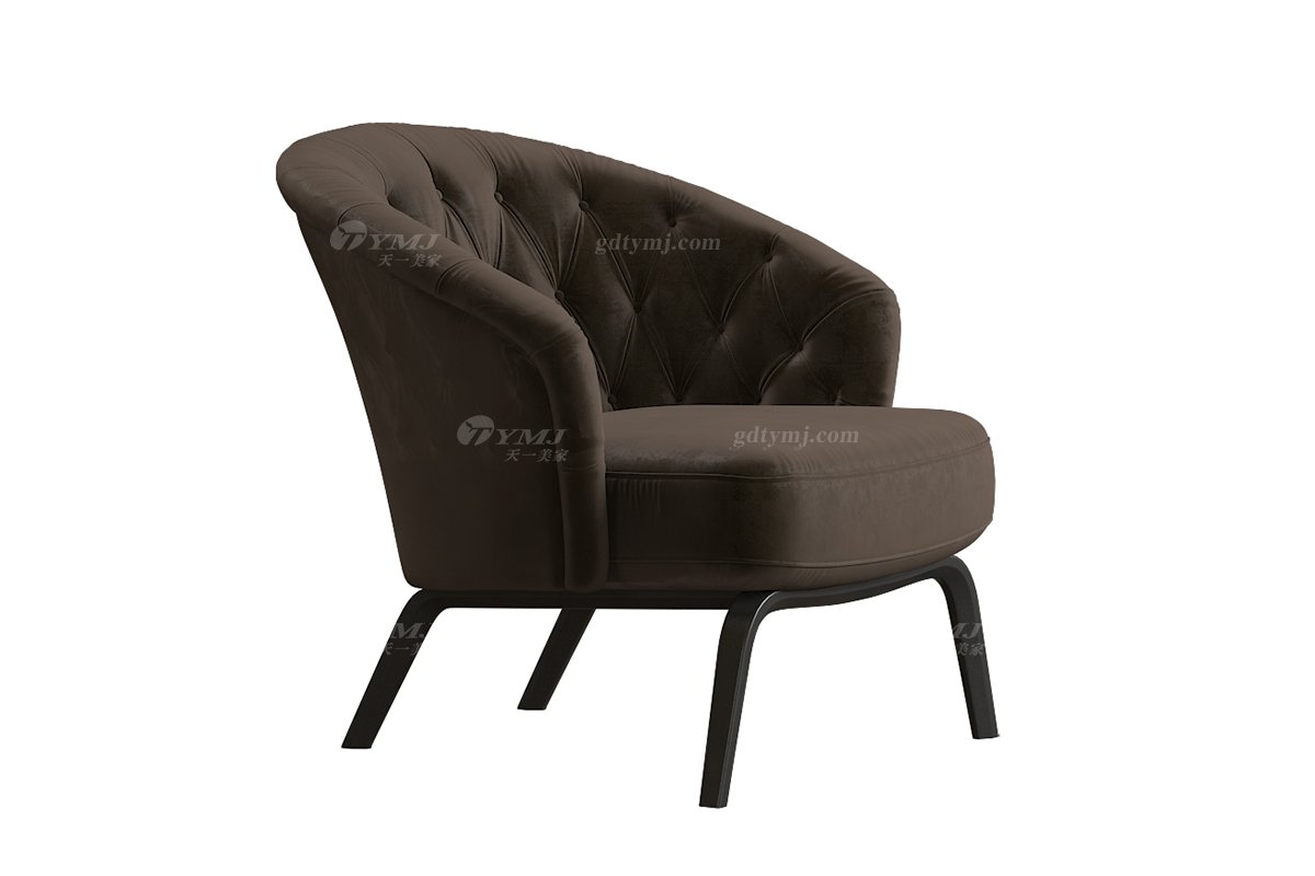 極簡風格家具高端別墅會所大宅時尚創意褐色布藝休閑椅