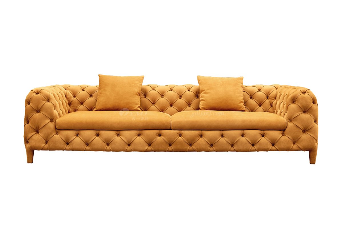 極簡風格家具高端別墅會所大宅簡約拉扣實木灰色半皮扶手四位沙發