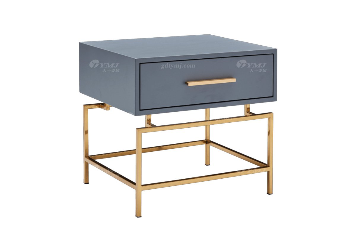 極簡風格家具高端別墅會所大宅時尚E1級環保板烤漆+不銹鋼腳床頭柜