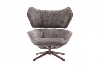 意式極簡風格家具高端別墅會所大宅舒適時尚創意灰色布藝不銹鋼底休閑椅