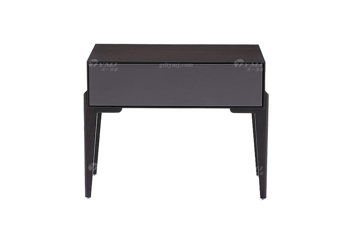 意式極簡風格家具高端別墅會所大宅簡約進口歐橡煙熏色床頭柜