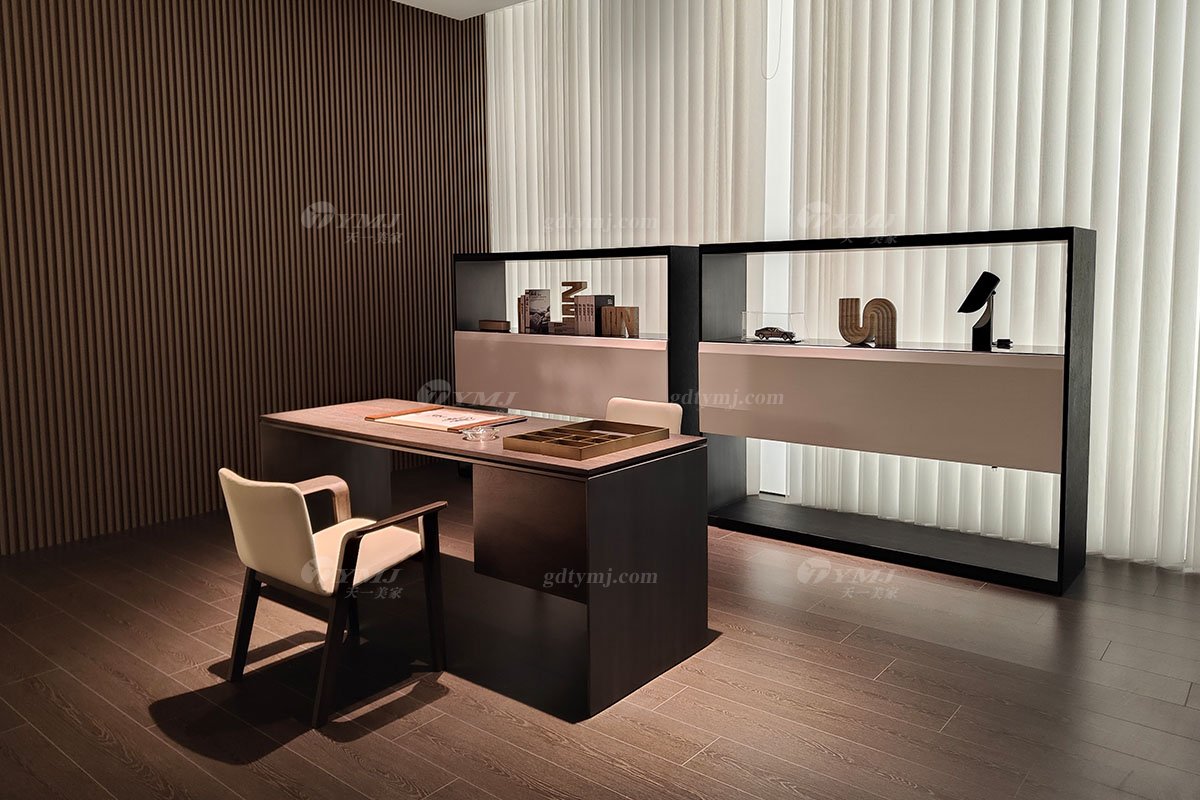 意式極簡風格家具時尚創意莫蘭迪灰亮光+槍黑金書架置物架BRG159書架場景