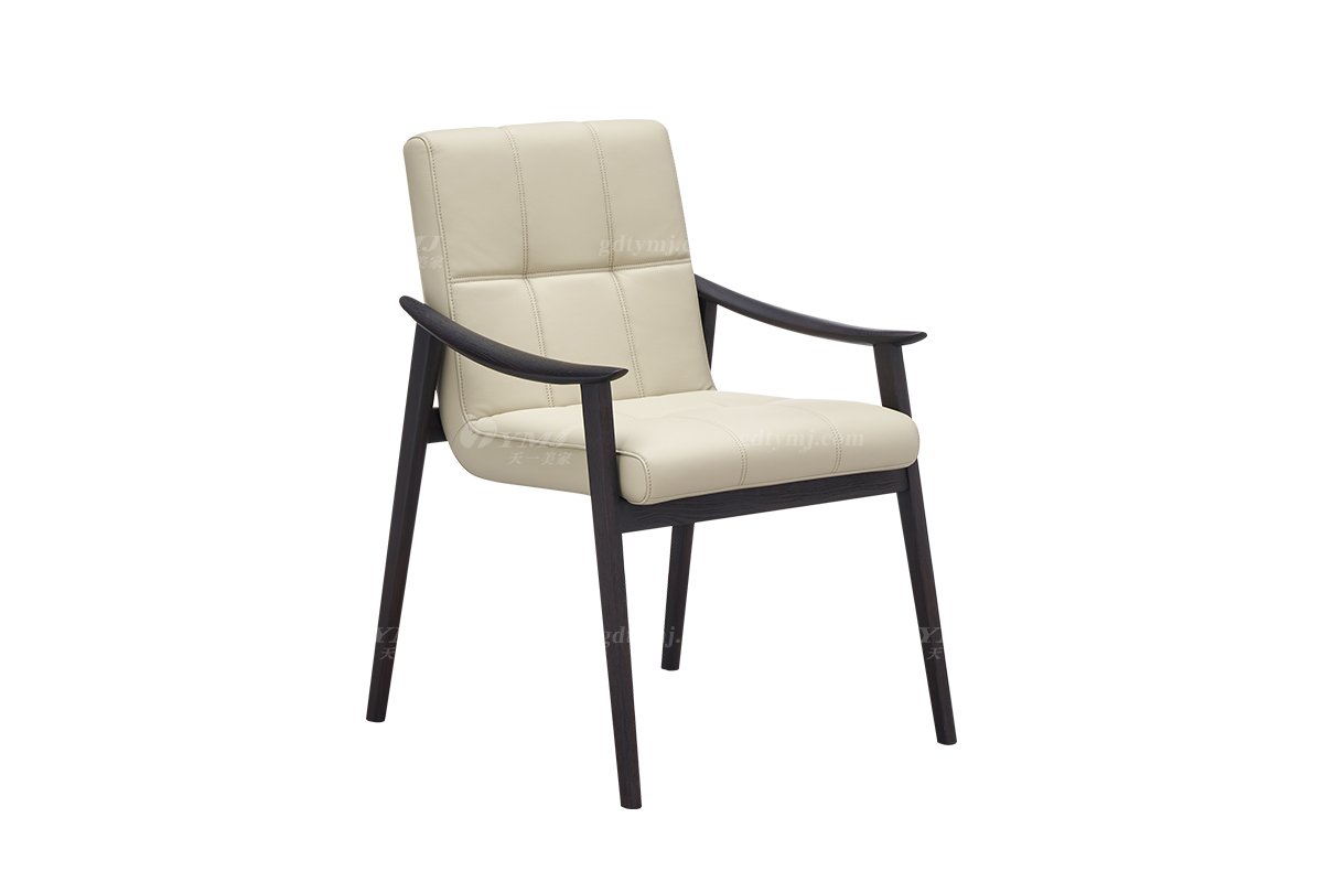 意式極簡風格家具時尚舒適超纖皮藝煙熏實木餐椅休閑椅