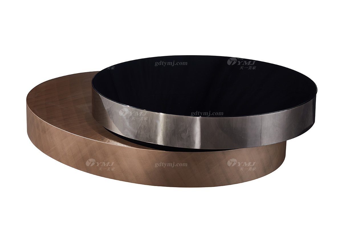 時尚高端意式極簡家具別墅家用豪宅精致旋轉圓茶幾