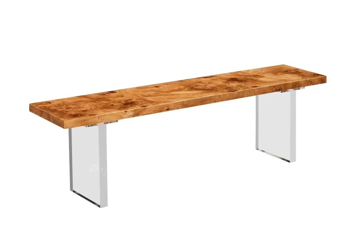 時(shí)尚高端現(xiàn)代簡約家具別墅家用奢華亞克力腳+白楊樹榴長茶凳