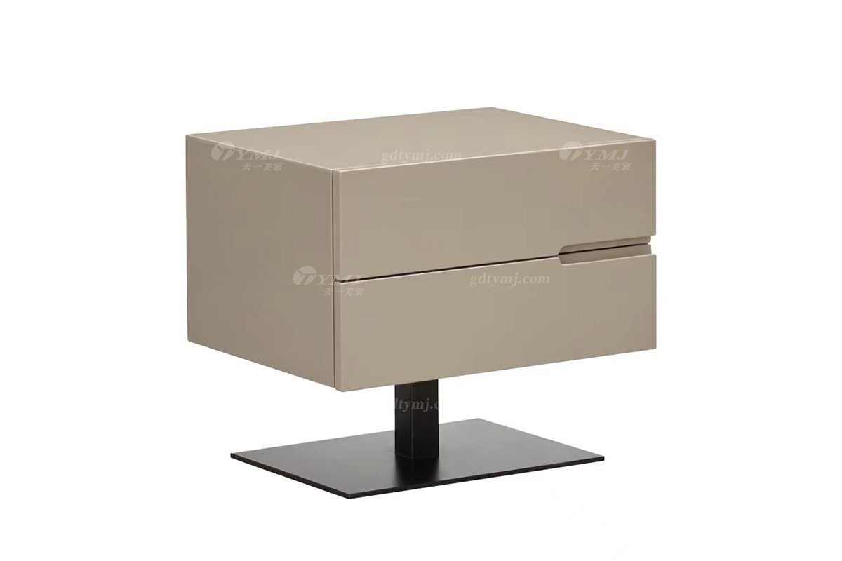 時尚高端現代簡約家具別墅家用奢華高亮光卡其色床頭柜
