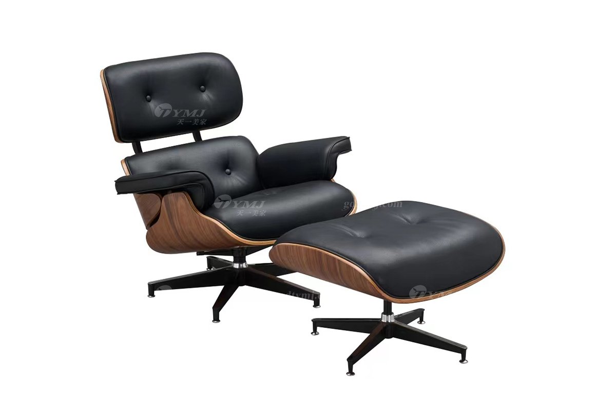 時尚高端現代簡約家具別墅網紅款胡皮藝+胡桃色休閑椅