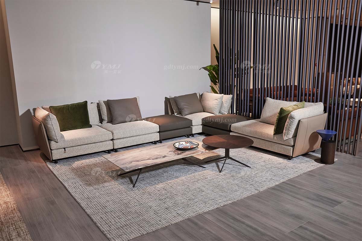 時(shí)尚高端現(xiàn)代極簡家具別墅大宅家用真皮布藝結(jié)合組合沙發(fā)F9535組合沙發(fā)