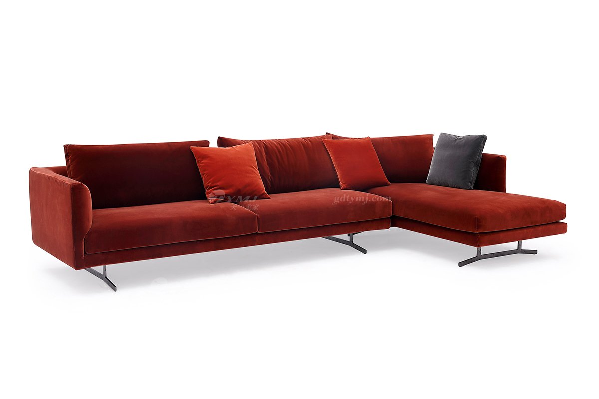 時尚高端現代極簡家具別墅大宅家用布藝紅色組合沙發F9562組合沙發1