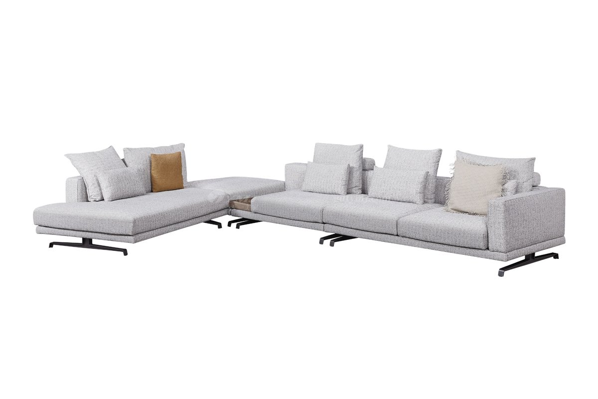 時(shí)尚高端現(xiàn)代極簡(jiǎn)家具別墅大宅家用舒適皮白色布藝組合沙發(fā)