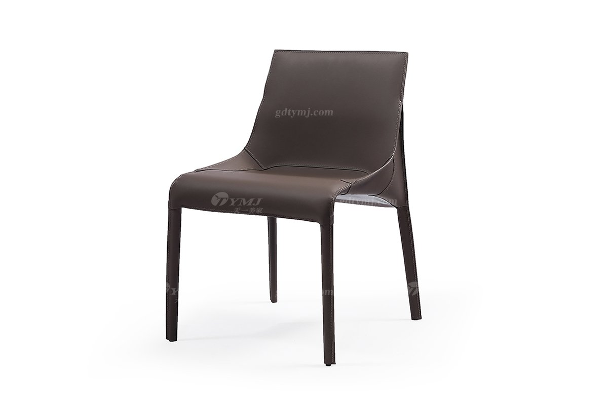  現代簡約家具高端別墅會所家用時尚咖啡色皮藝餐椅5302-1