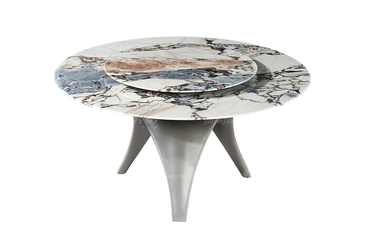  現代簡約家具高端別墅會所家用時尚天然大理石圓餐桌5301-1