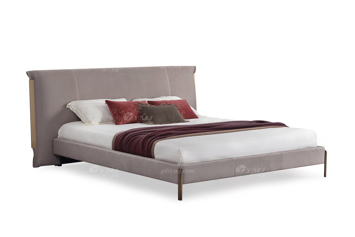  現(xiàn)代簡(jiǎn)約家具高端別墅會(huì)所家用時(shí)尚舒適皮布藝大床婚床雙人床A2311-1