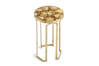 意式輕奢家具高端別墅會(huì)所家用時(shí)尚高級(jí)鈦金屬圓幾邊幾