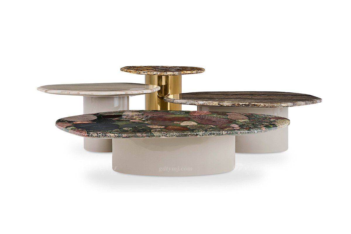 意式輕奢家具高端別墅會所家用時尚高級大理石組合茶幾FB119H4EA組合