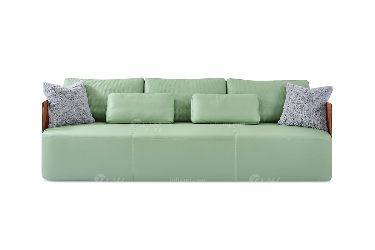 意式輕奢家具高端別墅會(huì)所家用時(shí)尚舒適綠色皮藝三位沙發(fā)