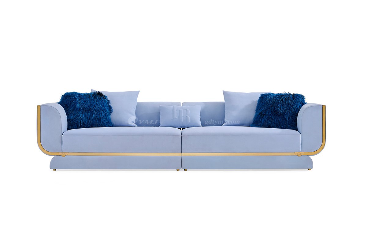 意式輕奢家具高端別墅會(huì)所家用時(shí)尚舒適大氣鈦金屬五金三位沙發(fā)