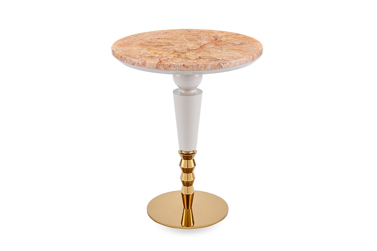 意式輕奢家具高端別墅會所家用時尚高級鈦金屬小圓幾角幾FB106H2RB（1）