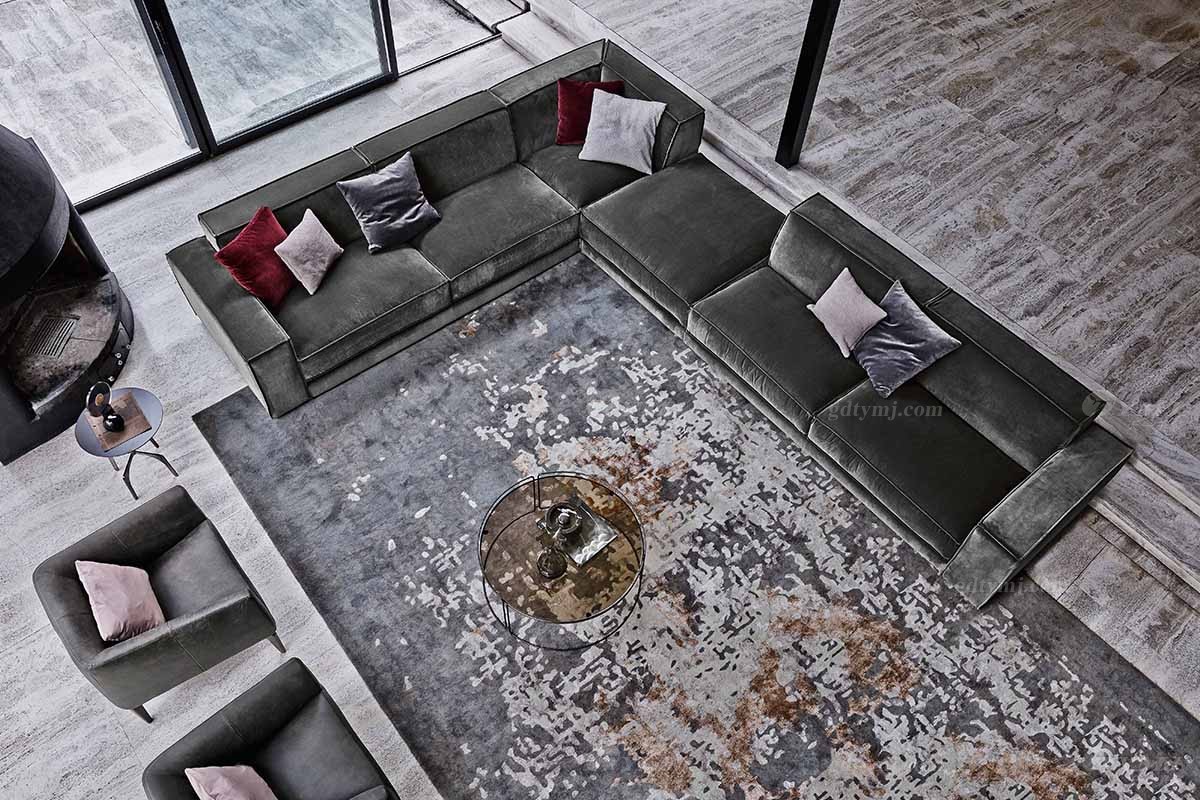 意式輕奢絨布藝組合沙發