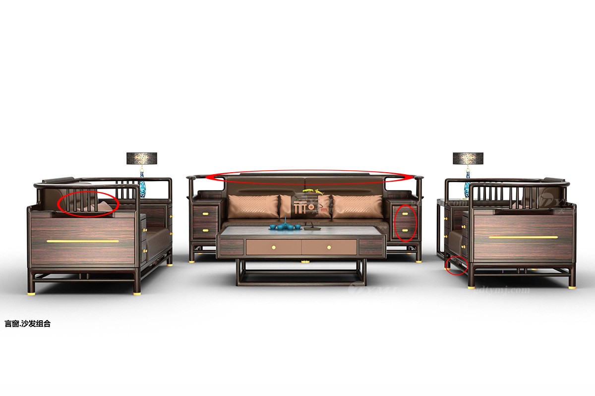 原創中式實木客廳沙發