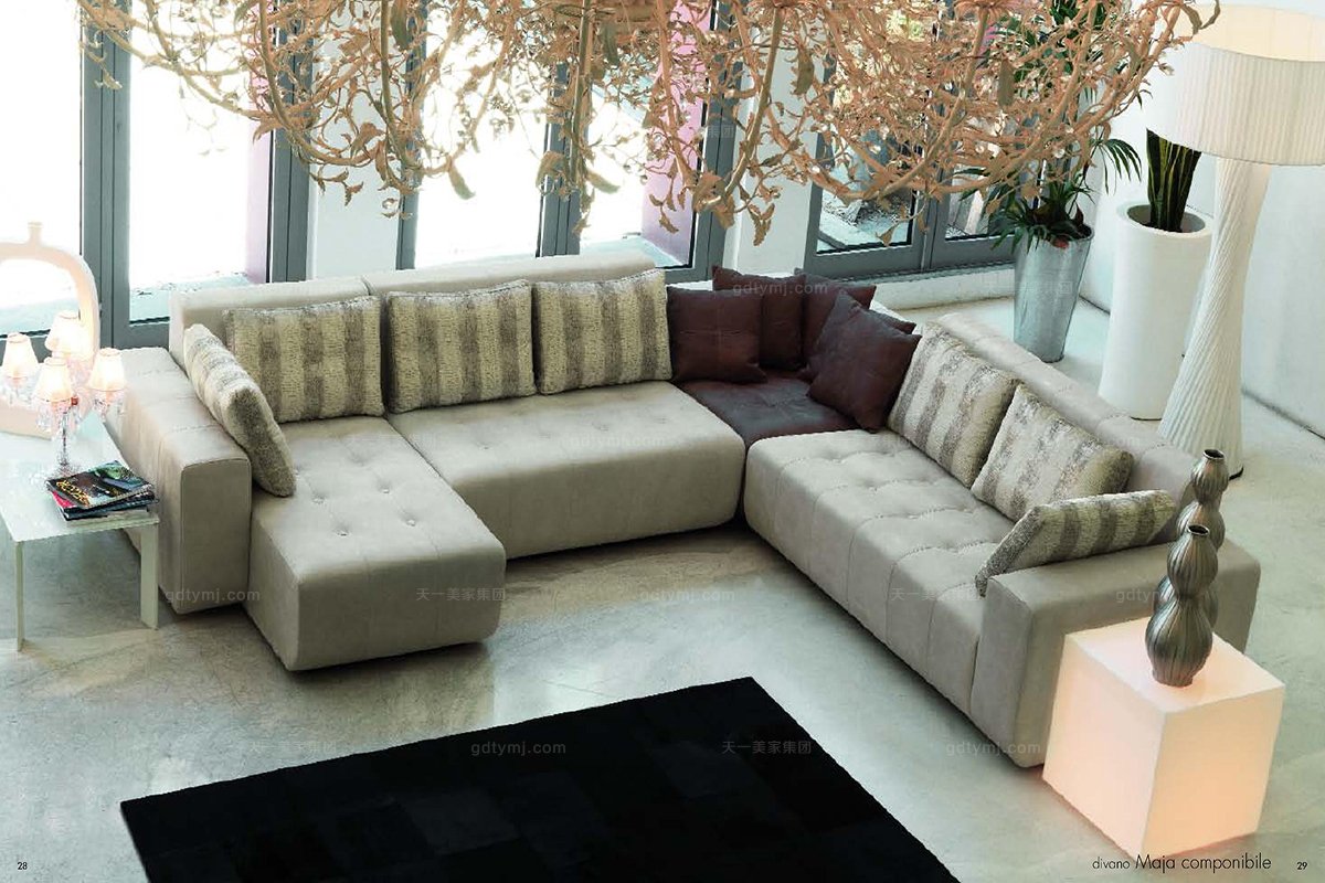 意大利米白真皮沙發