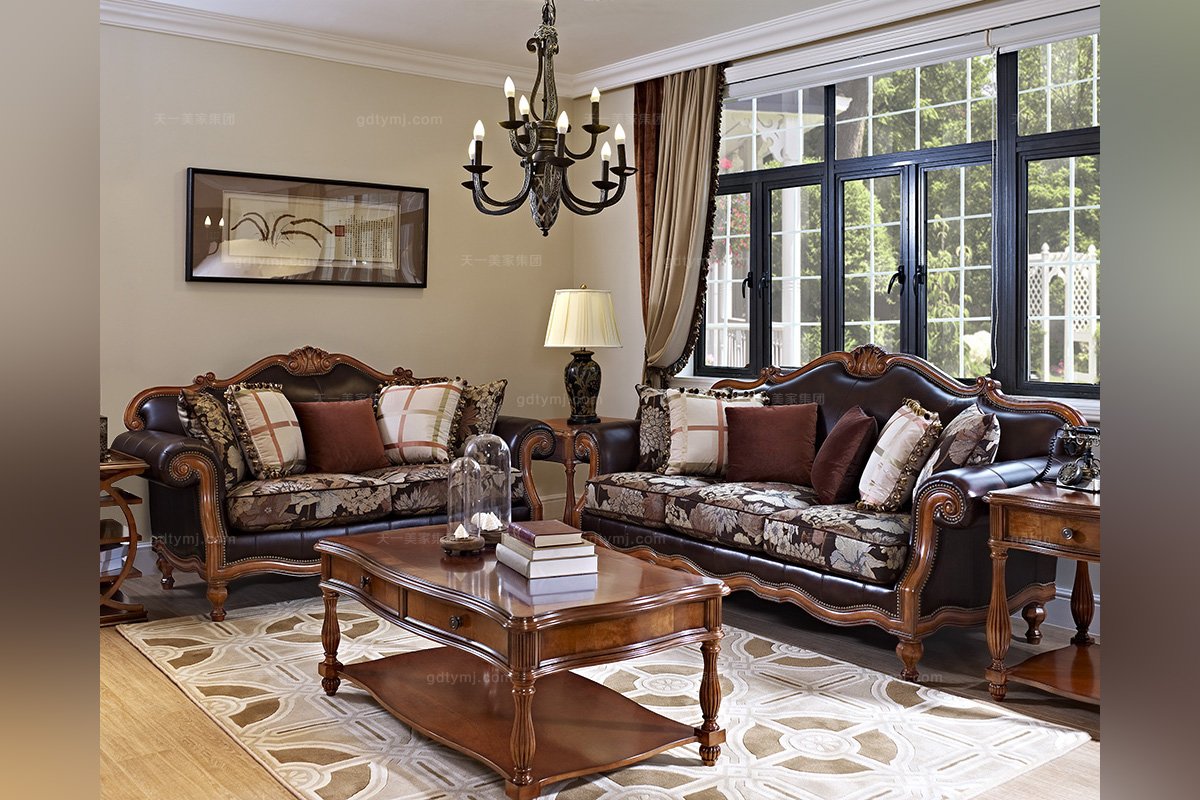 高檔美式實木客廳沙發