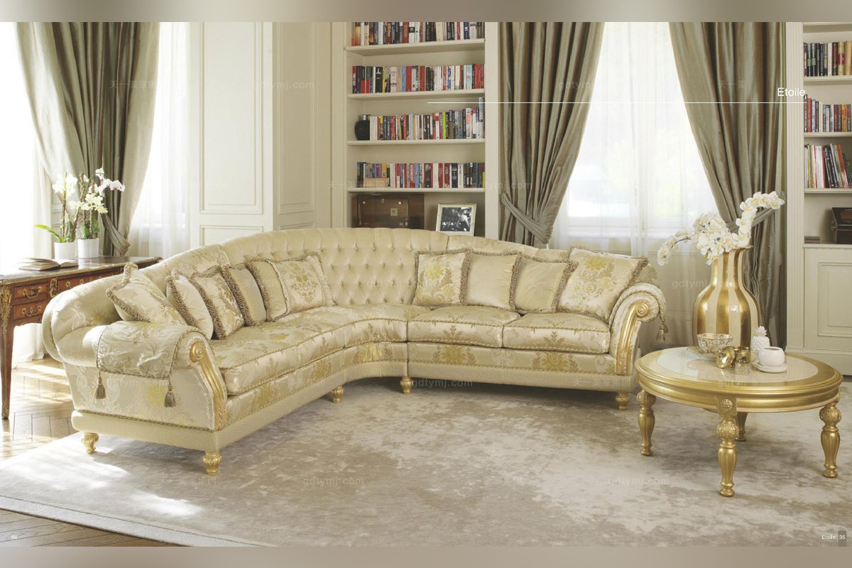 意大利布藝雕花沙發